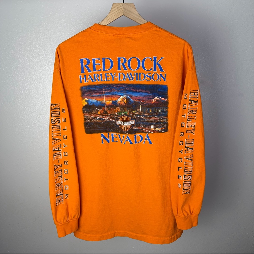 Y2K Harley Davidson Red Rock Eagle Classic Logo Long Sleeve Vintage T Shirt XL